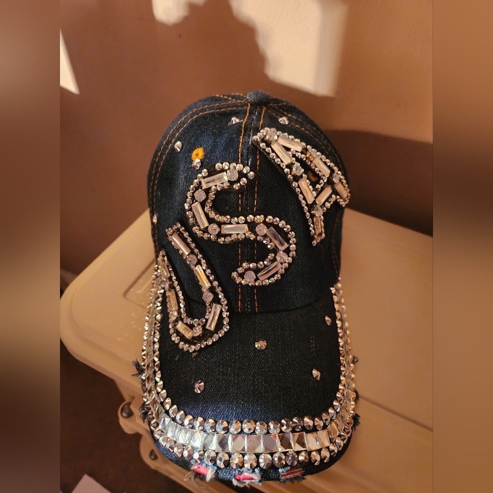 New denim ladies hat With BLING